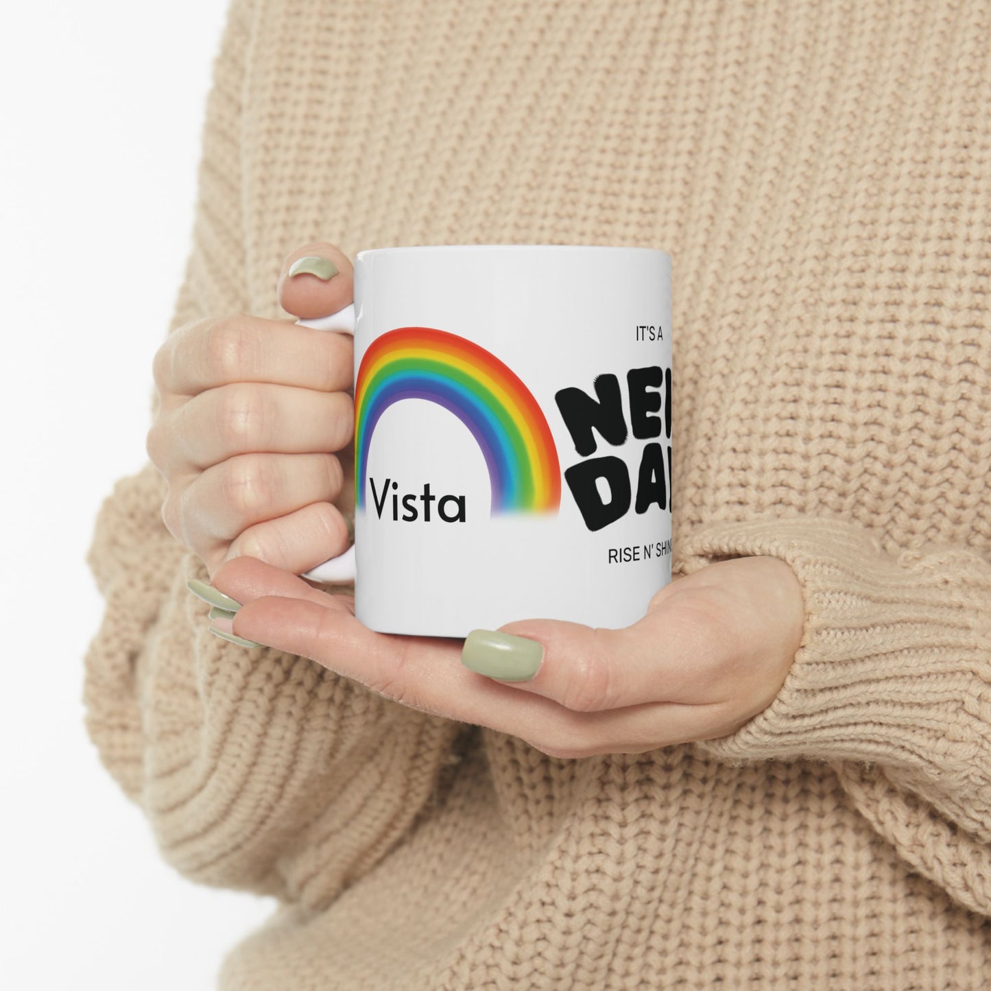 Cheerful Rainbow Mug - "It's a New Day" Coffee Cup for Positive Vibes