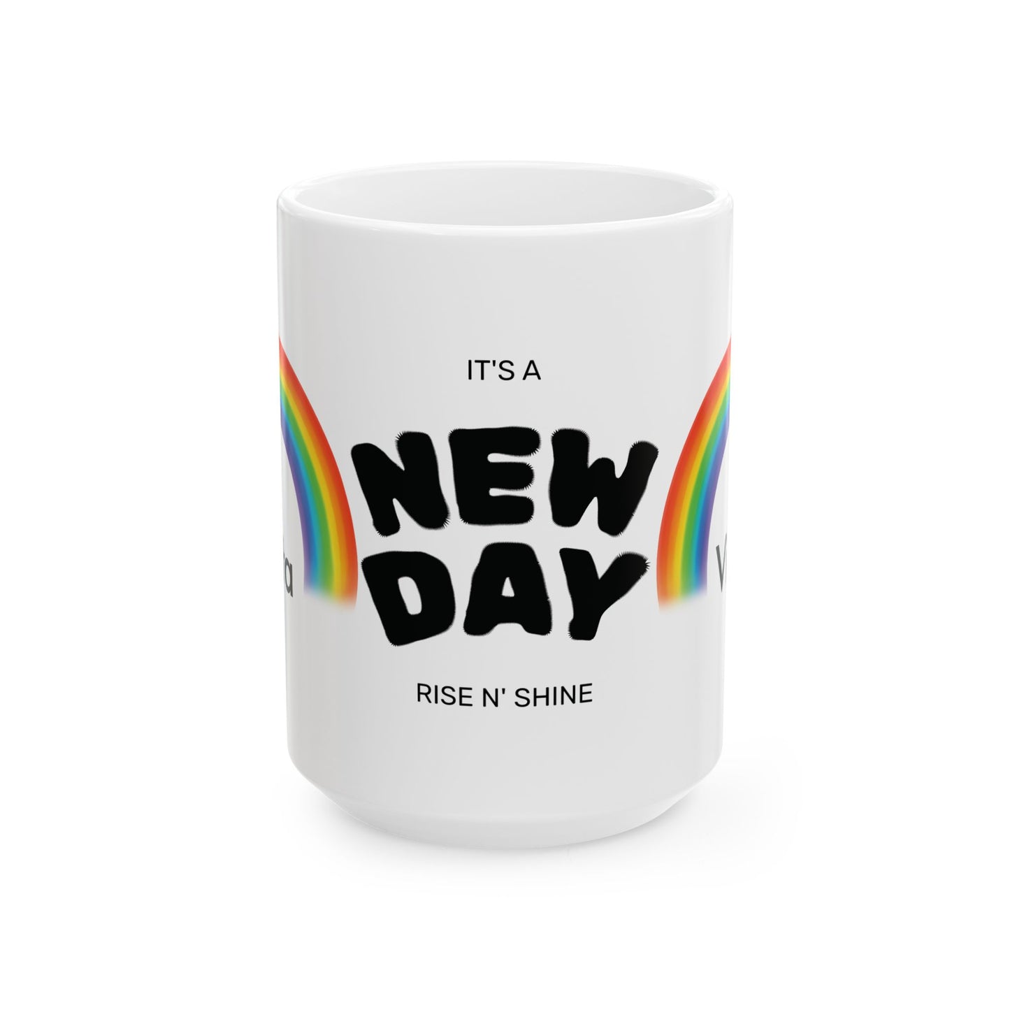 Cheerful Rainbow Mug - "It's a New Day" Coffee Cup for Positive Vibes