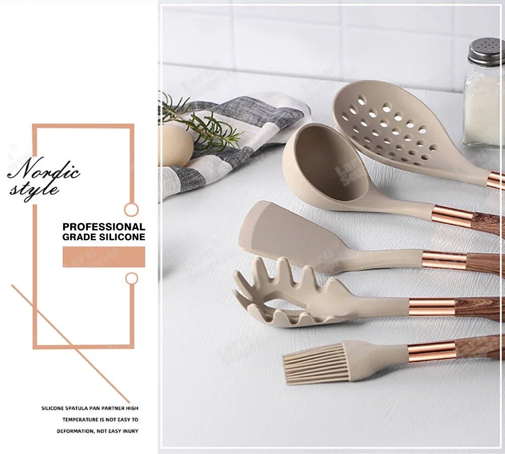 Silicone Kitchen Utensils Set - Non-stick Heat Resistant
