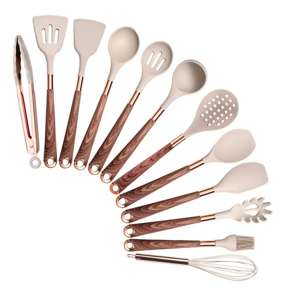 Silicone Kitchen Utensils Set - Non-stick Heat Resistant