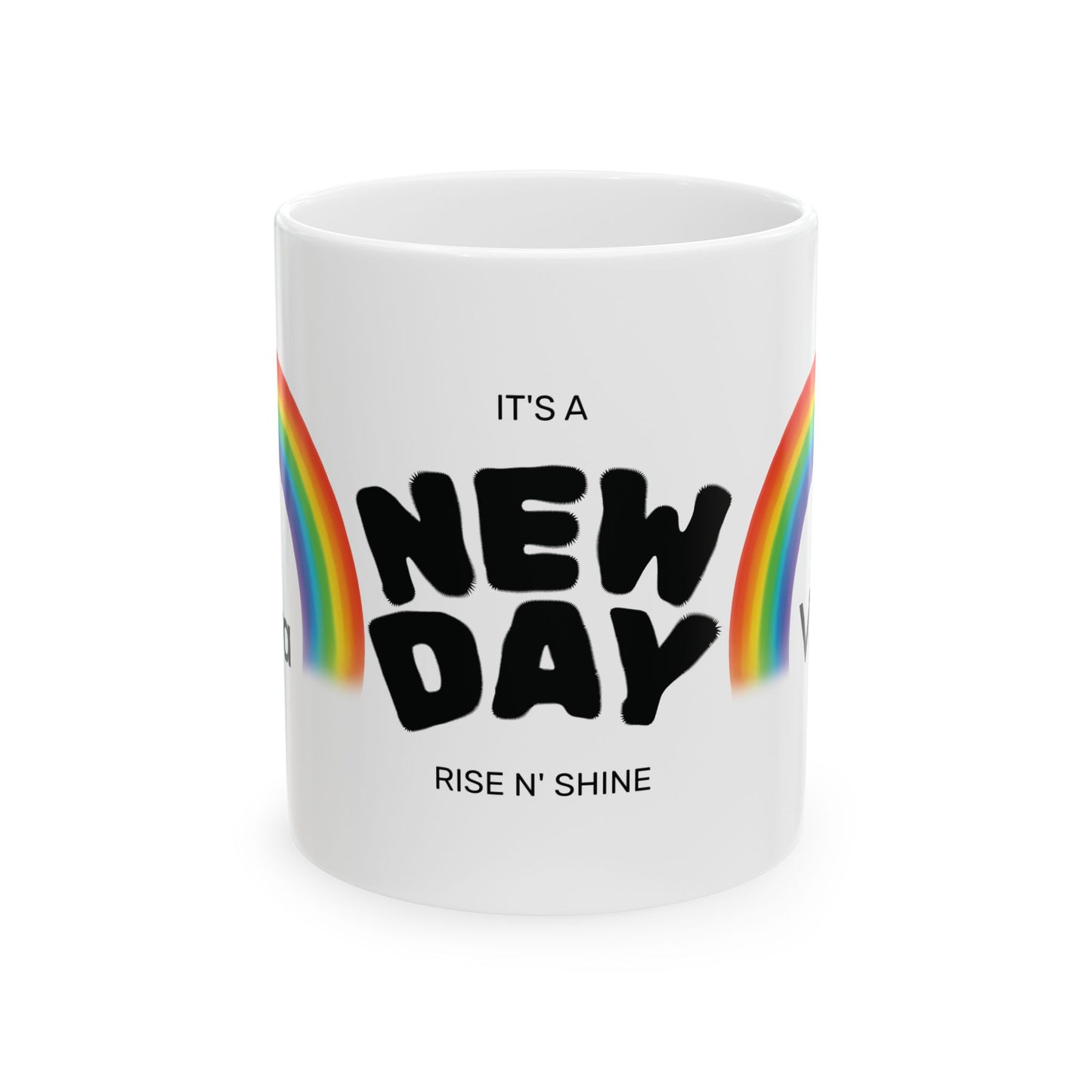 Cheerful Rainbow Mug - "It's a New Day" Coffee Cup for Positive Vibes