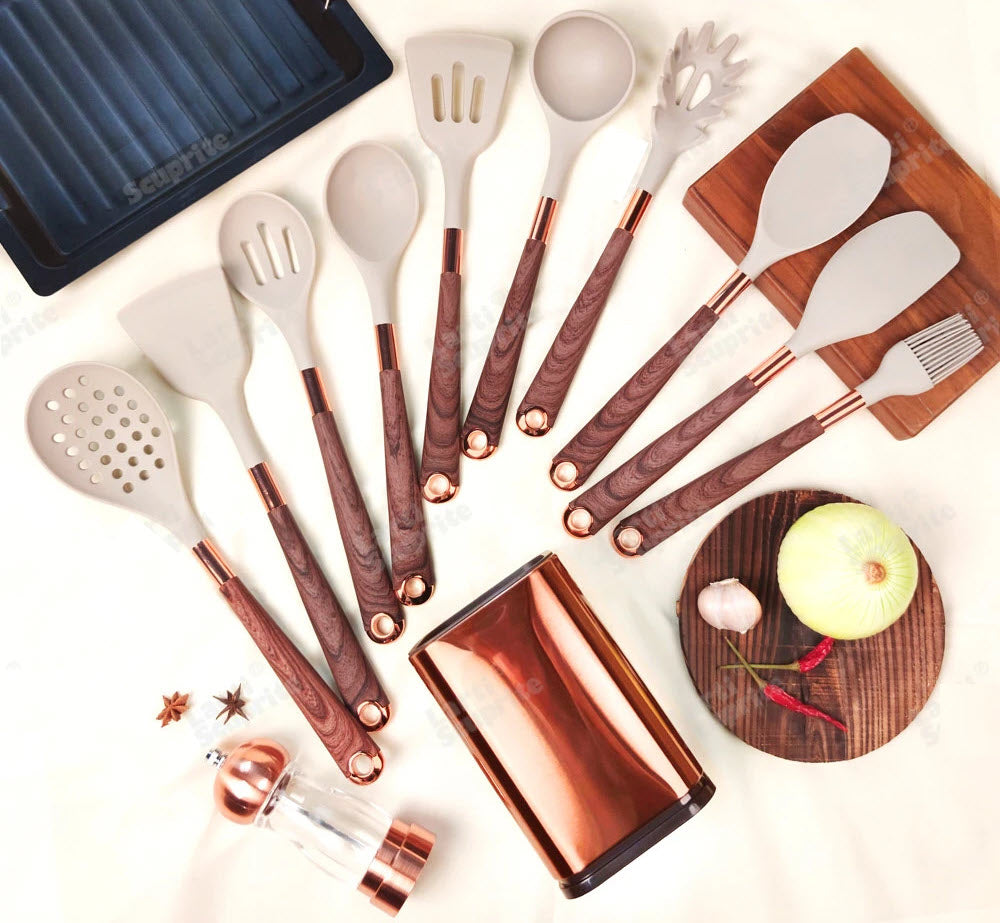 Silicone Kitchen Utensils Set - Non-stick Heat Resistant