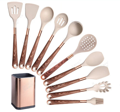 Silicone Kitchen Utensils Set - Non-stick Heat Resistant