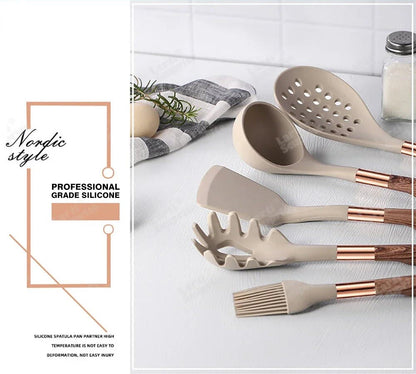 Silicone Kitchen Utensils Set - Non-stick Heat Resistant